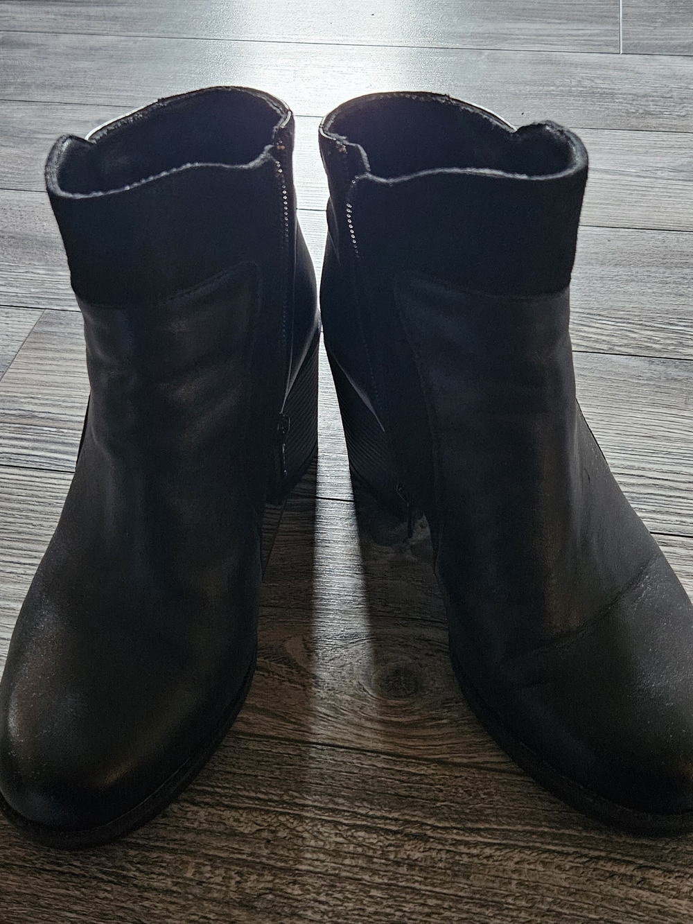 Women's Black Ankle Booties with Side Zip - Size 8